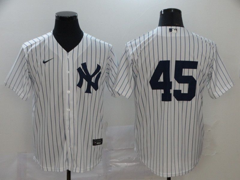 Men New York Yankees #45 No name White stripes Nike Game MLB Jerseys->new york yankees->MLB Jersey